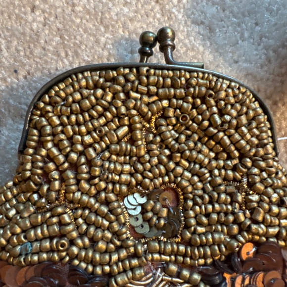 Sequined and Beaded Copper Coin Purse - Picture 4 of 4